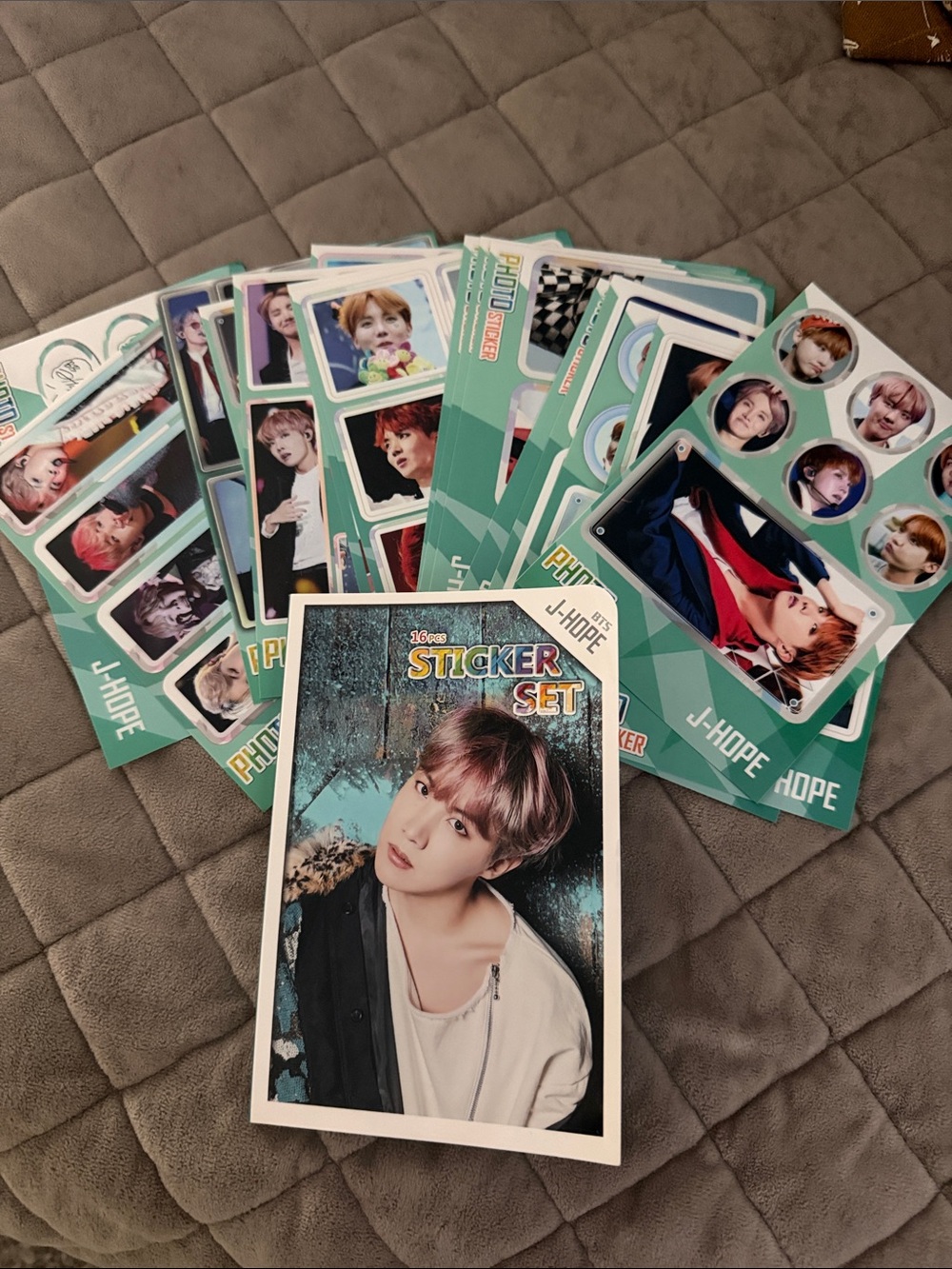 J-Hope Sticker 16 sheet set - Teal & White Photo Sheets